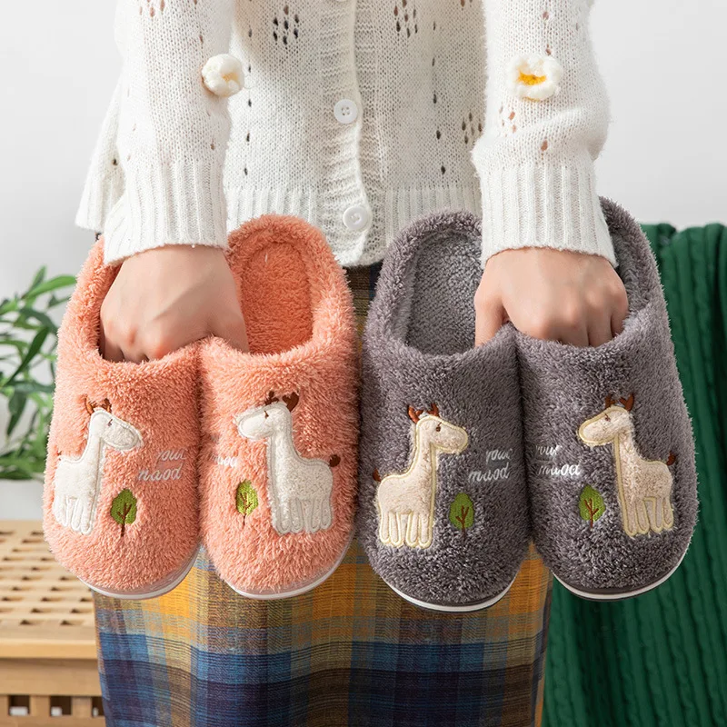 

2021 New Couple Winter Warm Plush Slippers Women's Indoor Thick-soled Non-slip Comfortable Men's Cotton Slippers