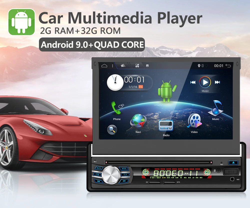 1 Din Android автомобильный мультимедийный авто радио dvd-плеер gps навигация с " сенсорный экран Съемная панель Поддержка wifi Зеркало Ссылка