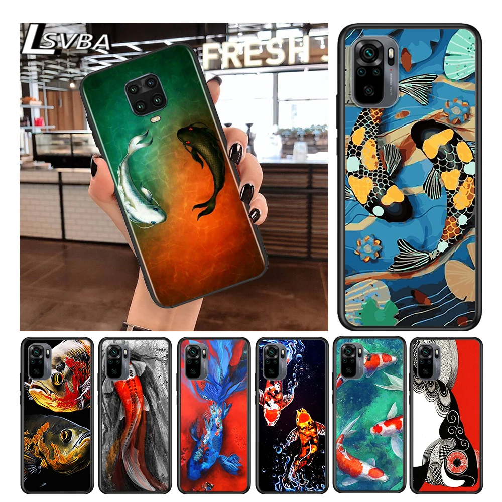 

Fish Painting Art for Xiaomi Redmi Note 10 10S 9 9T 9S 9Pro Max 8T 8Pro 8 7 6 5 Pro 5A 4X 4 Soft Black Phone Case
