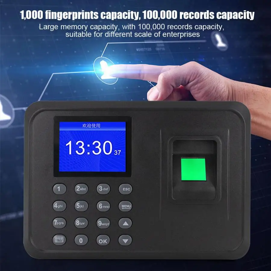 2 4-дюймовый экран биометрическая машина для учета отпечатков пальцев пароля