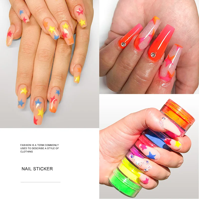 6 шт. блестящие светящиеся наклейки для ногтей флуоресцентный ноготь неоновые