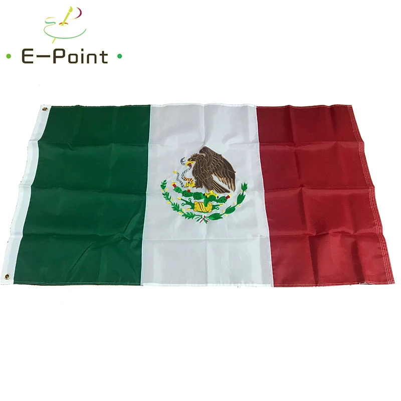 

150D нейлоновая ткань, вышитый Мексиканский Флаг, сшитые полосы 3 фута * 5 футов (90*150 см), размер, рождественские украшения для дома, флаг, баннер