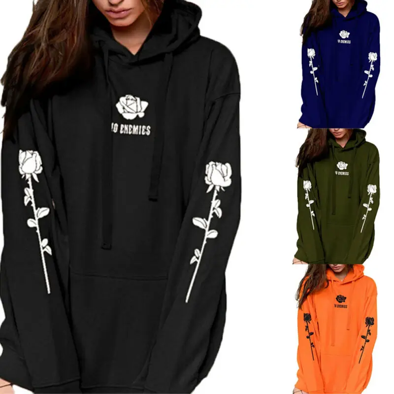 

Для женщин; Большие размеры длинный рукав толстовка с капюшоном женские повседневные толстовки Топ