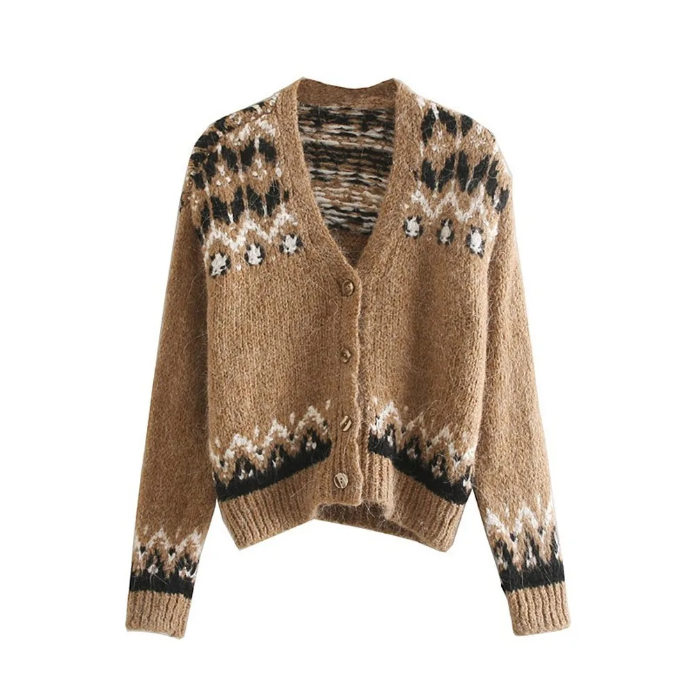 Дизайнерский женский зимний толстый вязаный кардиган пальто яркий цвет кружево