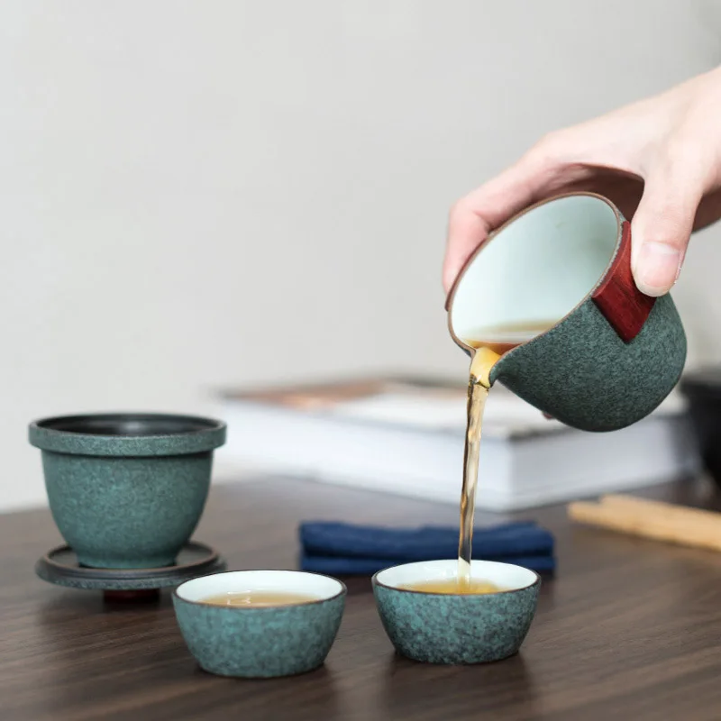 LUWU керамический чайник Gaiwan с 2 чашки и чайные наборы цзялэ(Портативный Путешествия Чайный сервиз с дорожная сумка