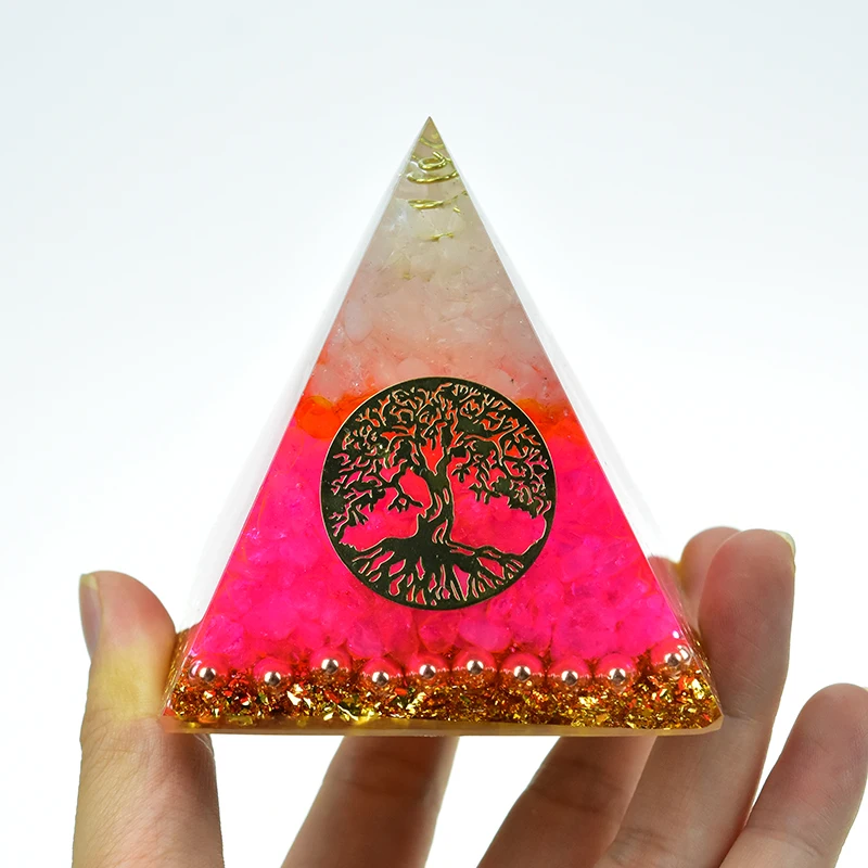 Anahata Chakra Gabriel Orgonite Pyramid Resin Jewelry Decoration Natural Powder Crystal Crafts Tree of Life Crystal Ornaments
