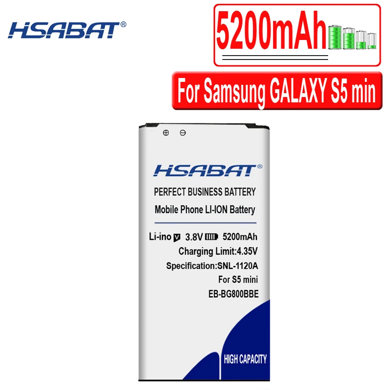 HSABAT EB-BG800BBC EB-BG800BBE 5200 мА/ч, Батарея для samsung GALAXY S5 мини S5MINI G800 G870a G870W G800F G800H G800A G800Y G800R