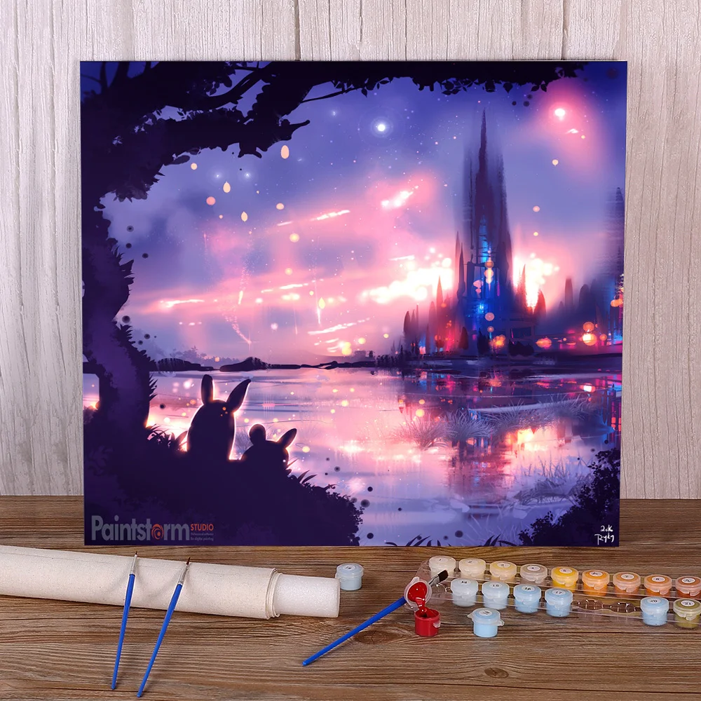 

Scenery Night City DIY Paint By Numbers Complete Kit Oil Paints 40*50 Paiting By Numbers Decorative Paintings Handicraft