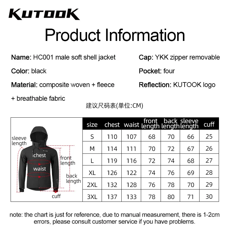 

KUTOOK Winter Man's Cycling Jacket Motorcycle Riding Bicycle Sports Windbreaker Mtb Reflection Waterproof Thermal Warm Clothing