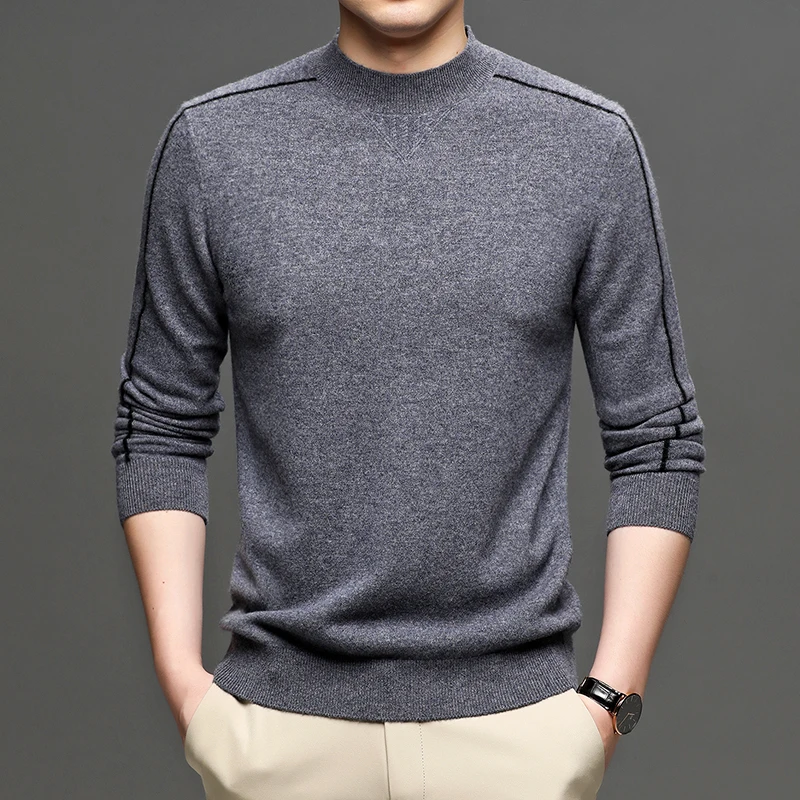 

Man Pure 100% Merino Soft Wool Sweater Winter Fashion Design Cashmere Sweaters Long Sleeve Slim Fit Soft Wool Jumper