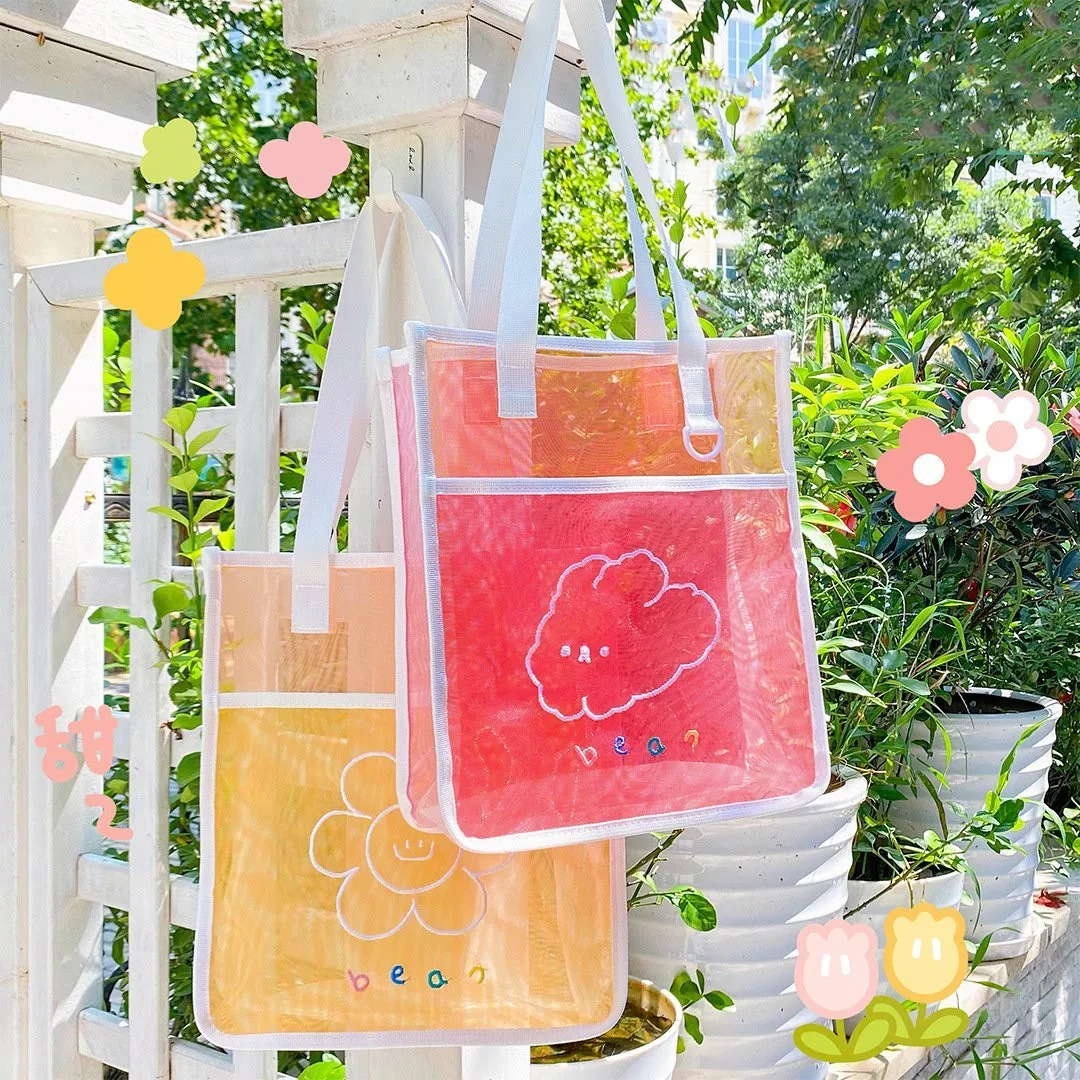 

Milkjoy tutu flower mesh gradient tote bag student make-up bag ins style girl heart shoulder bag