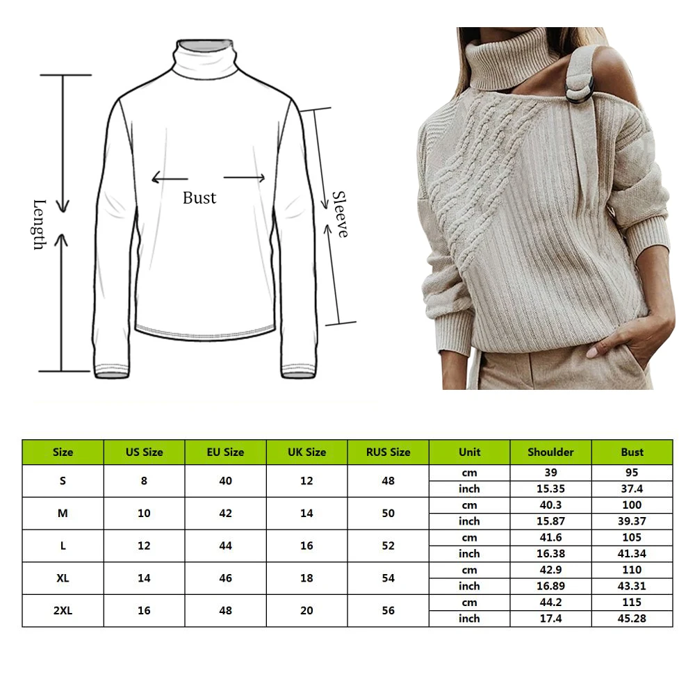 

Women Leopard Patchwork Turtleneck Sweater Sexy Off Shoulder Buckle Leopard Knitted Pullover Autumn Winter Long Sleeve Jumper