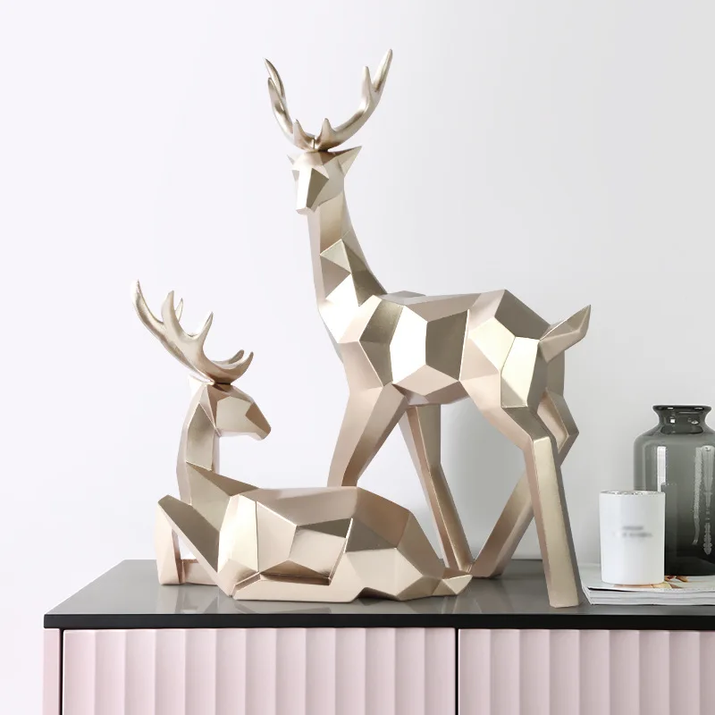 Deer Decoration Statue: Resin Sculpture for Geometric Home Decor - Nordic Statues, Deer Figurines, Modern Abstract Tabletop Decoration image 5