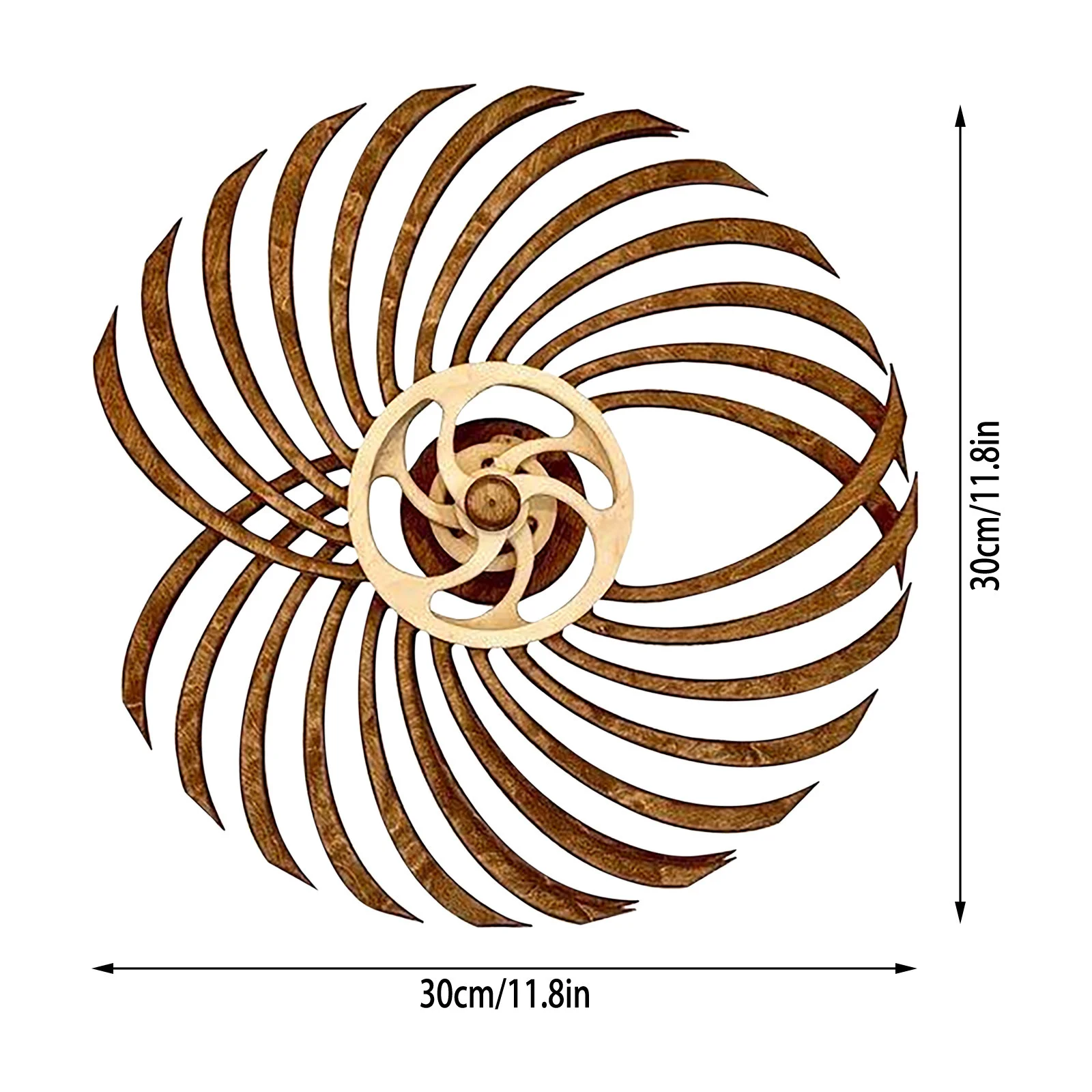 Escultura cin&eacute;tica el&eacute;ctrica para el hogar, molinillo de viento giratorio de madera, adorno decorativo para pared-5