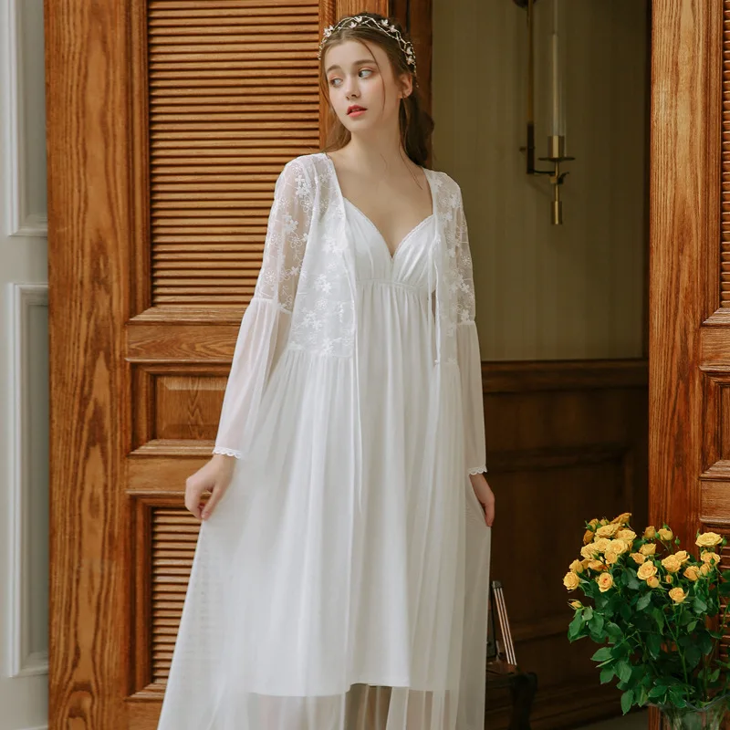 Милая Пижама принцессы из двух частей Женская Весенняя кружевная шелковая