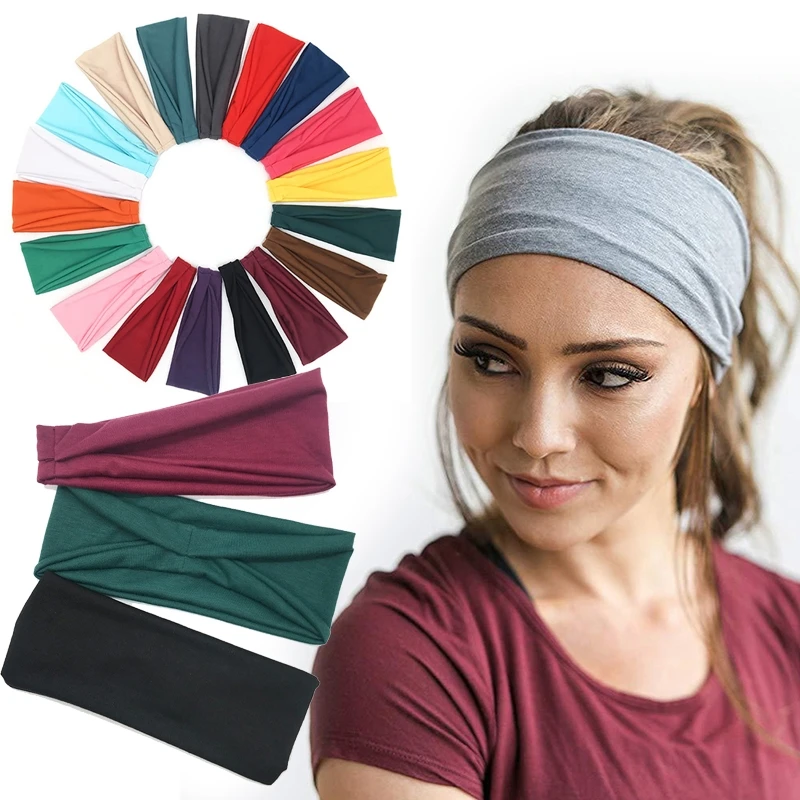 

Cotton Sports Headband for Women Comfortable Unisex Outdoor Sport Hairband Stretchy Wide Sweat Headbands Elastic Turban Headwrap