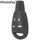 Чехол для автомобиля WhatsKey, чехол для ключа Saab 93 95 9-3 9-5 2003 2004 2005 2006 2007, мягкие пуговицы без рисунка, лезвие HU100