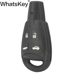 Чехол для автомобиля WhatsKey, чехол для ключа Saab 93 95 9-3 9-5 2003 2004 2005 2006 2007, мягкие пуговицы без рисунка, лезвие HU100