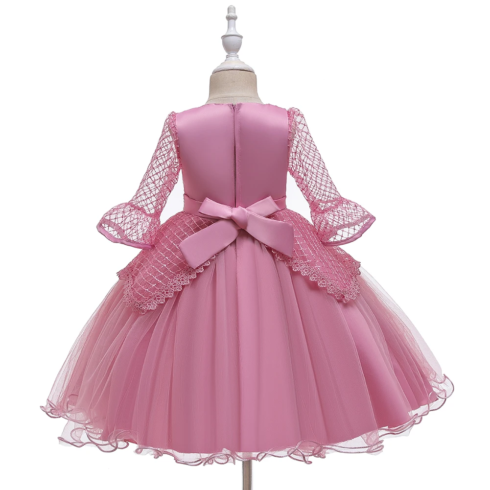 Vestido infantil/зимнее детское платье; платье принцессы с жемчужинами для девочек; свадебное платье с цветочным узором для девочек; Детские платья для девочек; праздничное платье