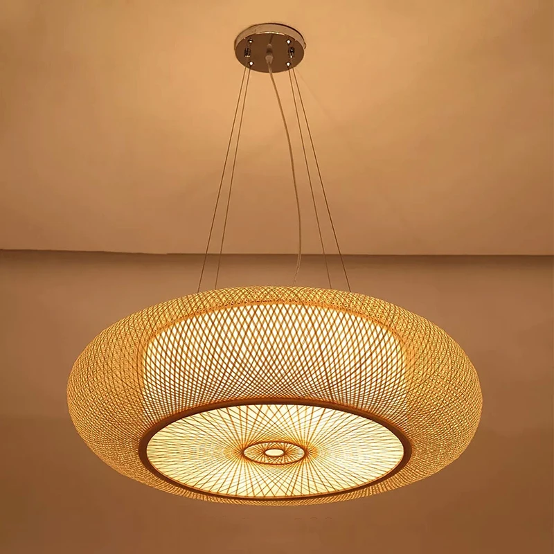 

Винтажный бамбуковый потолочный светильник в китайском стиле, подвесной потолочный светильник для гостиной, столовой, лампа E27