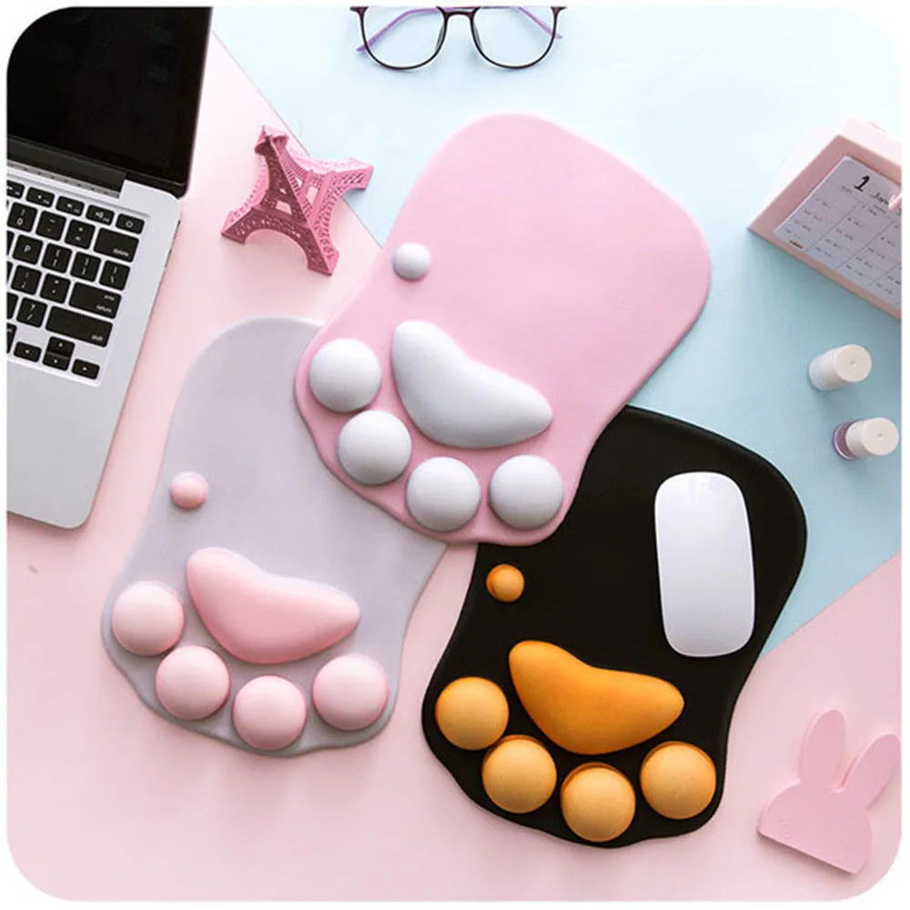 

Cute Cat Paw Mouse Pad Kawaii Gaming Desk Pad Nonslip Silicone Mice Mat Table Mat Laptop Game Computer Keyboard Desk Set