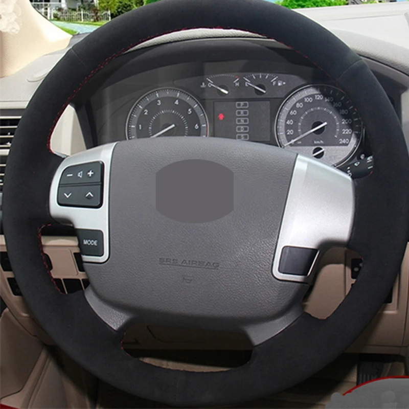 DIY черный Hige из мягкой замши чехол рулевого колеса автомобиля для Toyota Land Cruiser 2008 2015