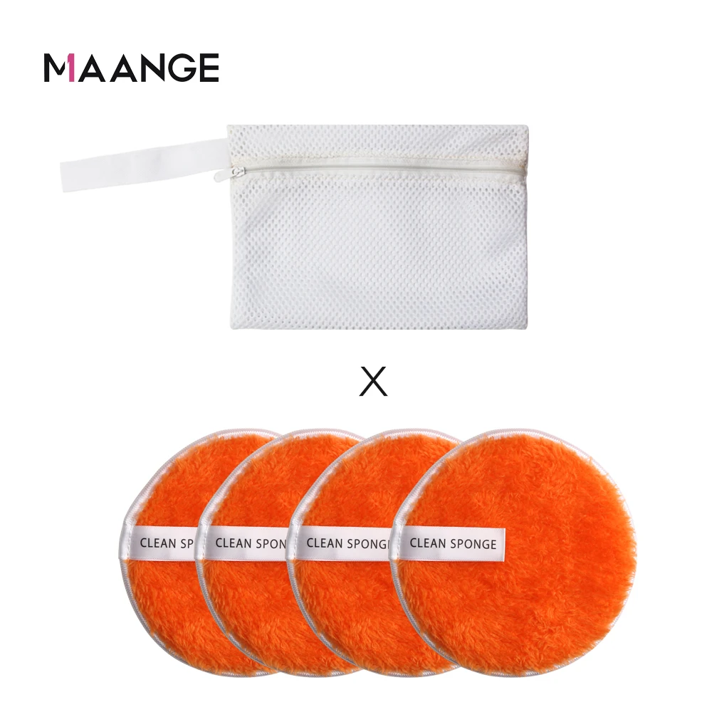 4pcs with bag A 4Pcs Microfiber Makeup Remover Towel With Bag Face Plush Puff Reusable Cleansing Cloth Pads Natural Soft Cleaner Makeup Tools - Цвет: 4pcs with bag A