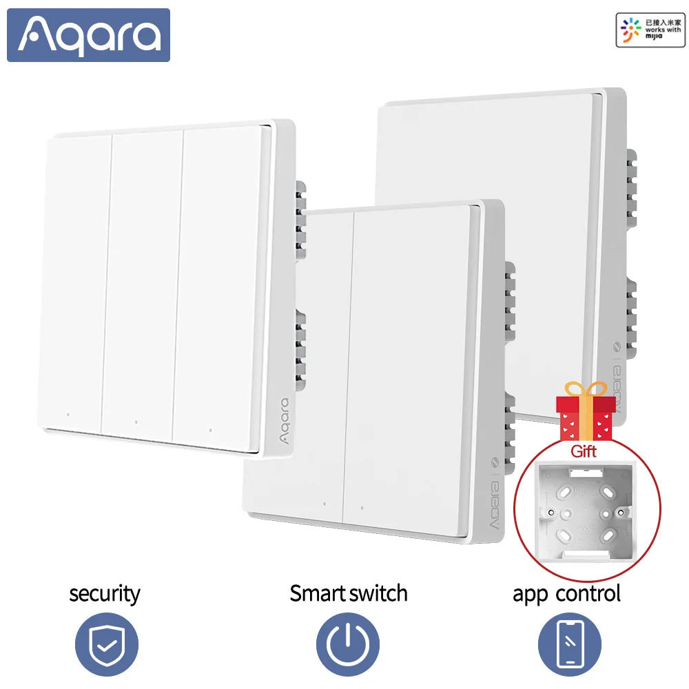 Aqara D1 Smart Switch wireless switch Single Fire wire ZigBee Wireless 3 Key Wall Switch Smart home Light Control for mijia app