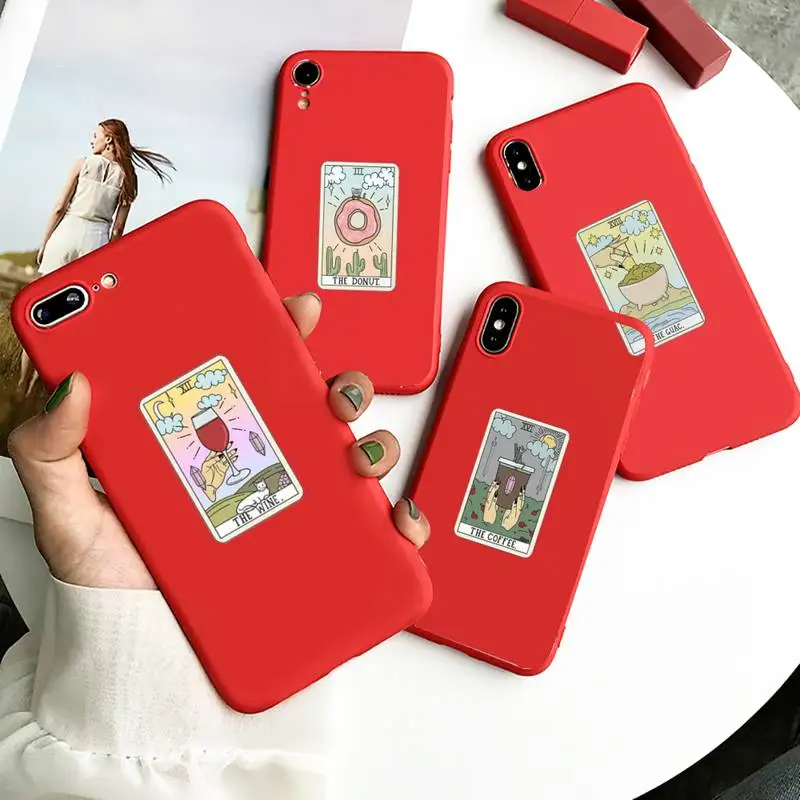 Чехол для телефона в эстетическом стиле с изображением пиццы кофе красный