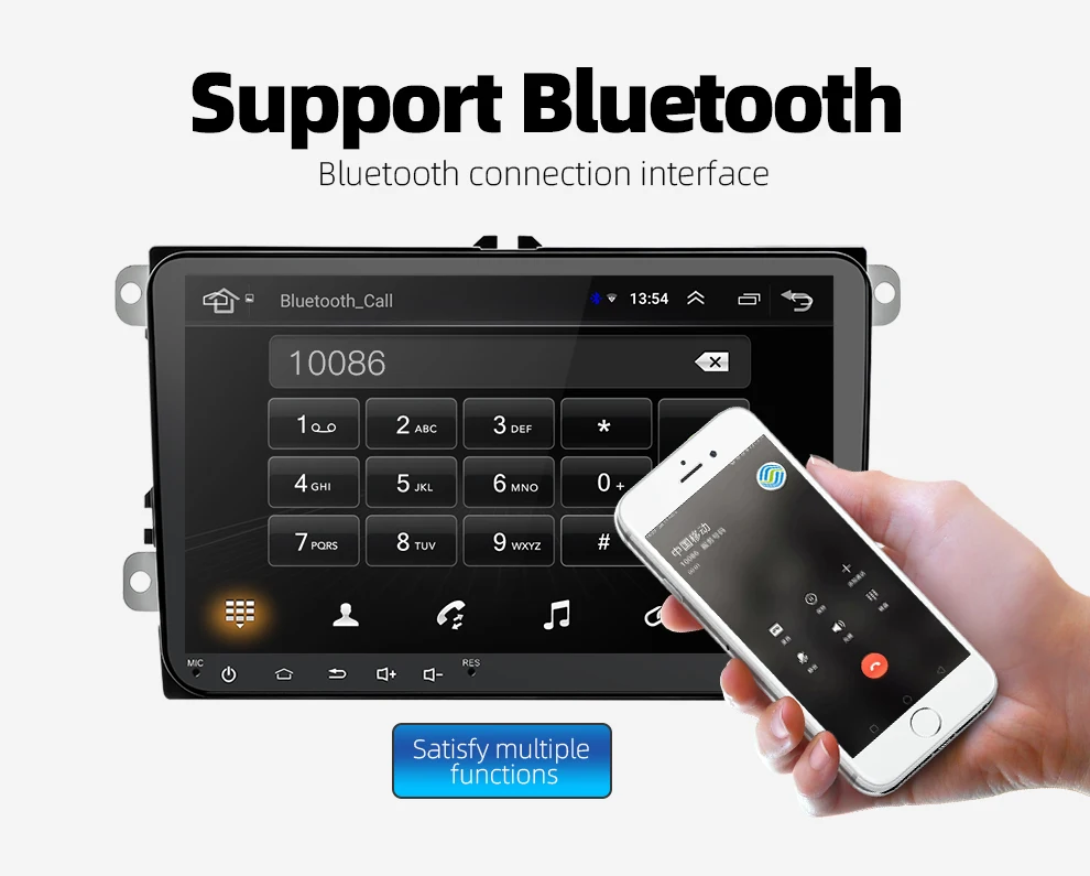 Автомагнитола 2DIN Android 8 GPS 9 дюймов для гольфа Polo Passat Beetle Touran SKODA SEAT Wi-Fi Bluetooth