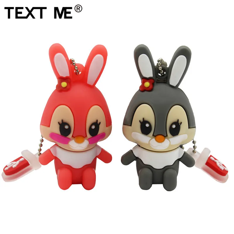 TEXT ME 64 Гб usb флеш-накопитель usb 2,0 4 ГБ 8 ГБ 16 ГБ 32 ГБ флеш-накопитель милый серый розовый модель кролик
