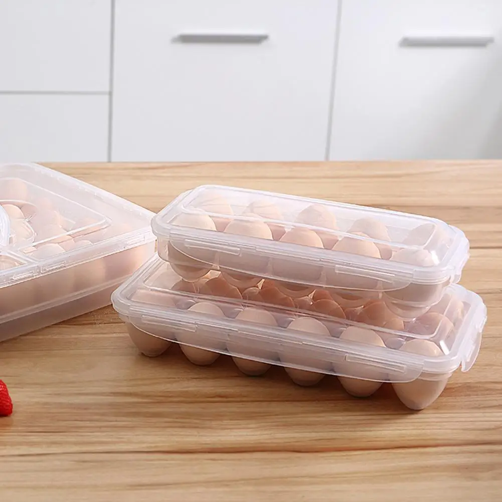 

10 Grids Egg Storage Box With Lid Kitchen Refrigerator Plastic Fresh-keeping Holder Container Household Egg Anti-fall Rack Tray