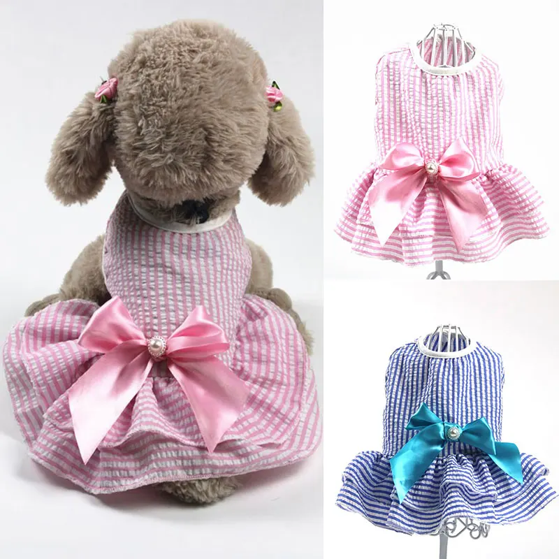 

Fashion Cute Puppy Dog Accessory Durable Princess Dress Cupcake Dress Stripes Comfortable Colorful Dog Dress Pet Dress Dog Skirt