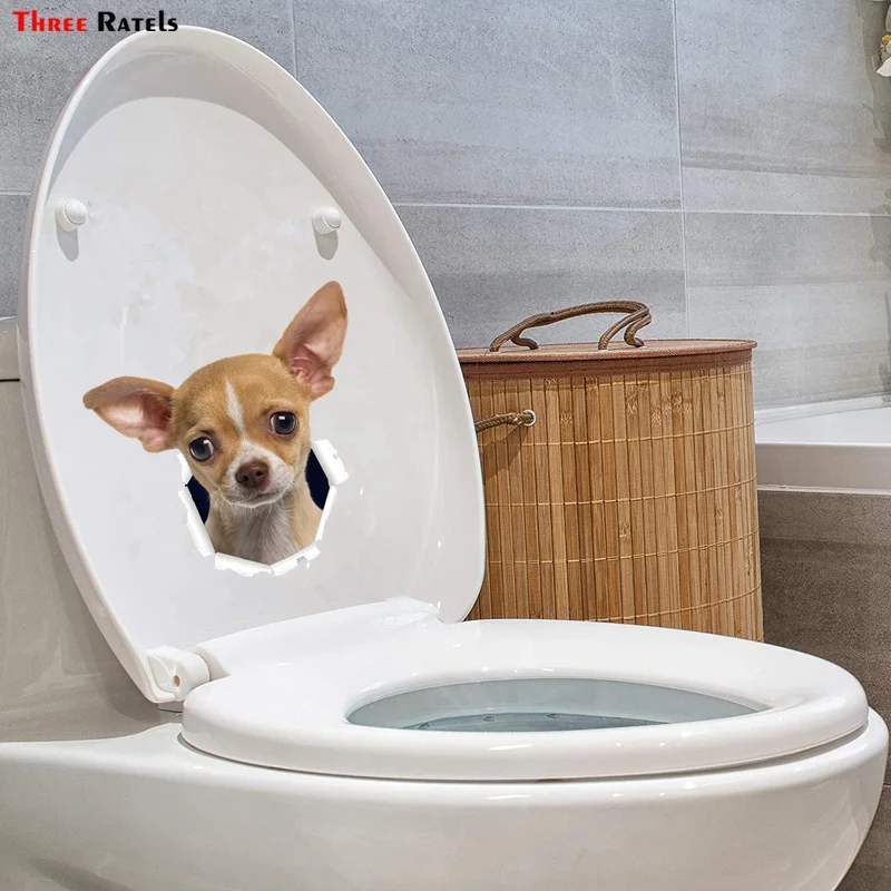 Three Ratels QD40 милый 3D рваный металлический дизайн Чихуахуа собака кузова наклейка