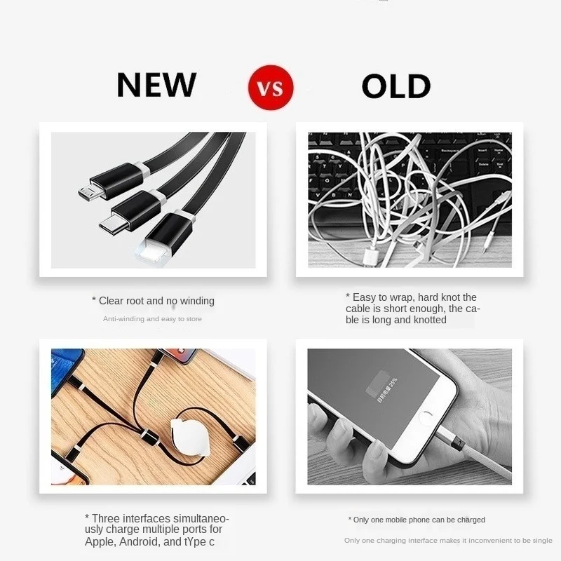 1 м Новый телескопический 3 в быстро USB C Тип IOS микро usb Быстродействующее Зарядное