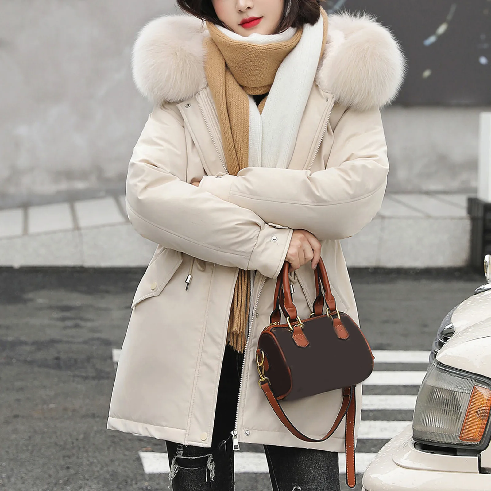 

Женские зимние парки, куртки, модные однотонные теплые хлопковые повседневные куртки на молнии с длинным рукавом и капюшоном, пальто, ветро...