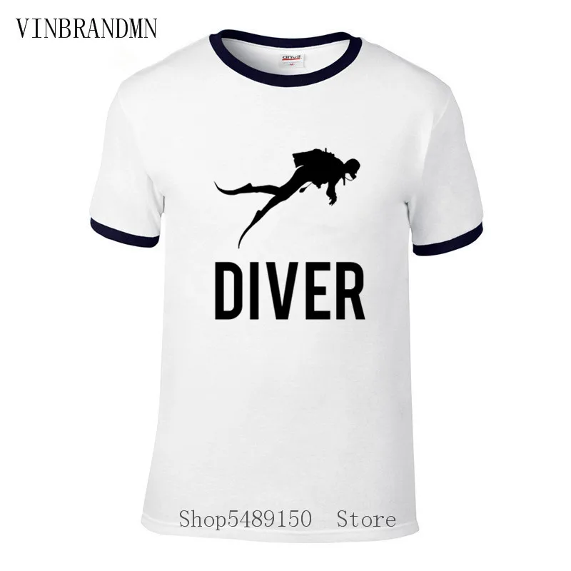 Scuba Diving Design Casual Tshirt Camisetes Funny Swimming Dive Men Tops T Shirt Classic Prin Cotton Diver T-Shirt Apparel Homme | Мужская