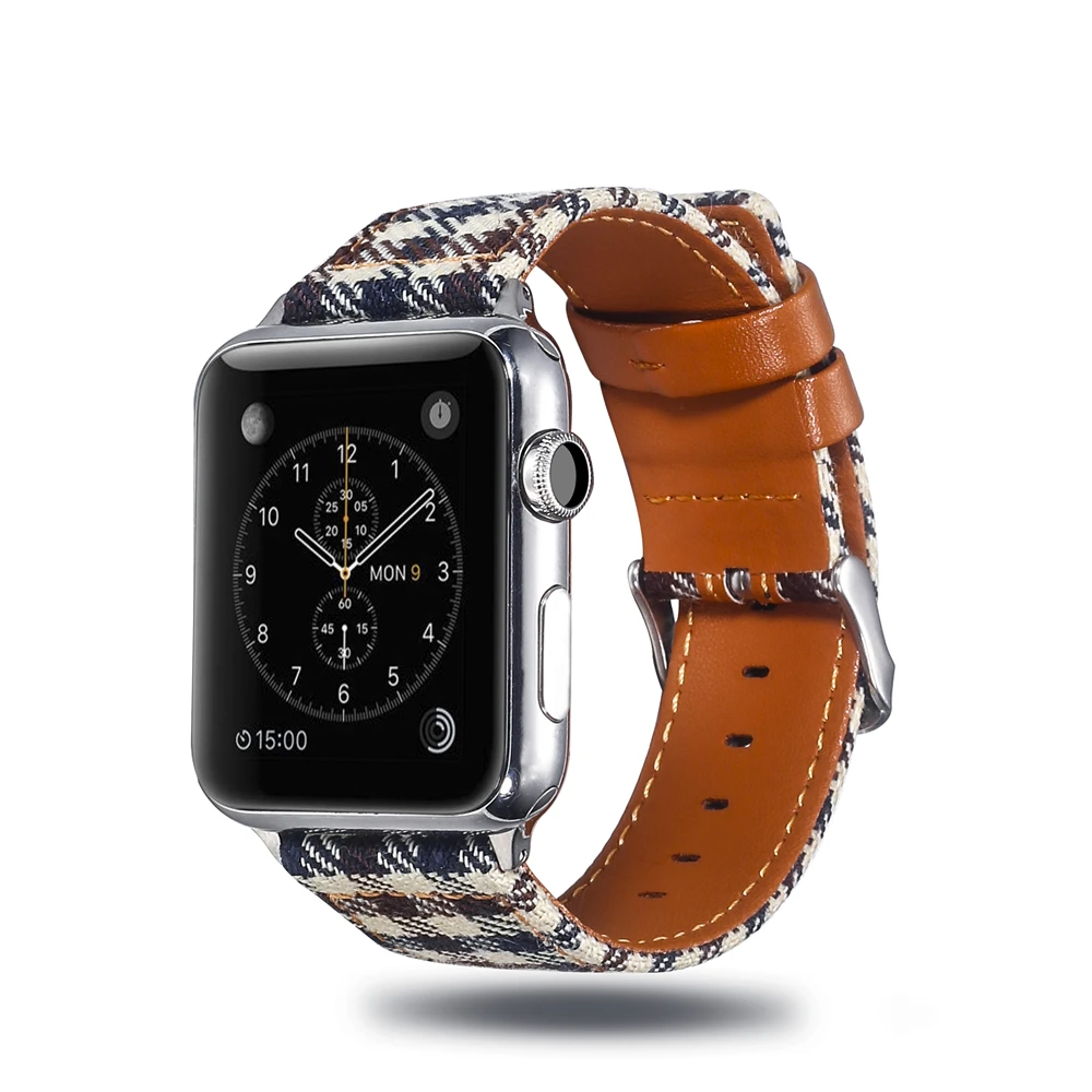 Холщовый ремешок для часов для Apple Watch 38 мм 42 мм 40 мм 44 мм нейлоновый кожаный ремешок для часов браслет для iWatch Series 5/4/3/2/1