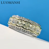 luomansi super flash full high carbon diamond wide ring ins style s925 sterling silver jewelry wedding cocktail party gft