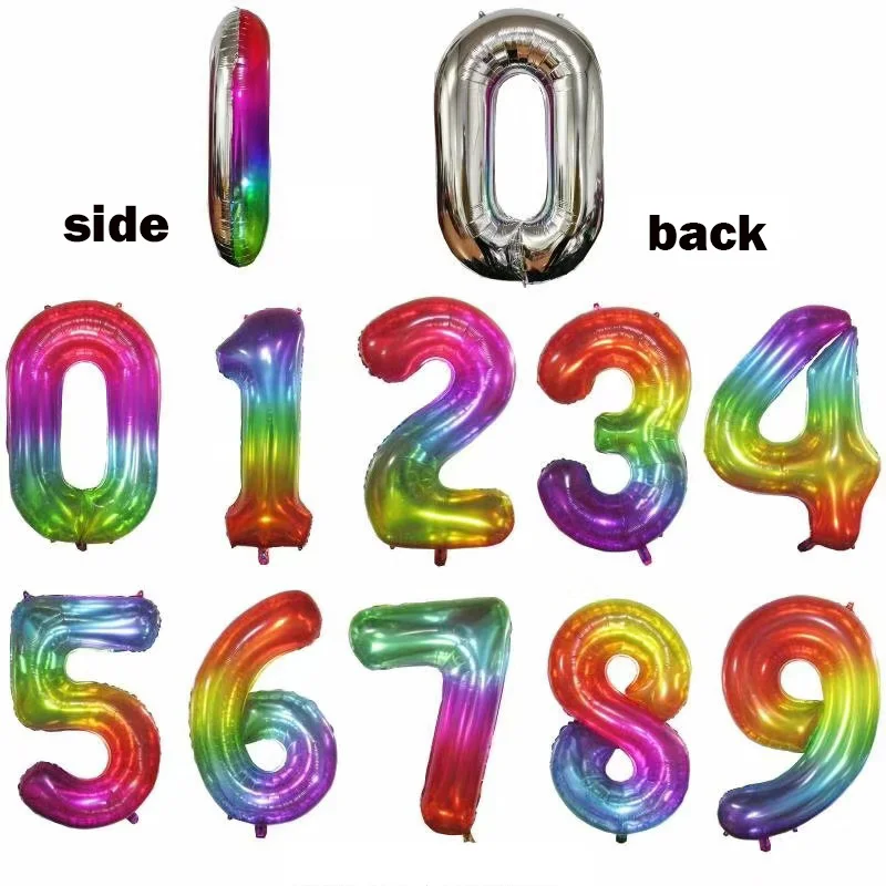 40 дюймовые Разноцветные зеленые воздушные шары из фольги в виде цифр 0 1 2 3 4 5 6 7 8 9