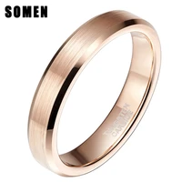 somen 4mm rose gold 100 tungsten carbide ring for women brushed wedding band engagement rings jewelry never fade femme anel