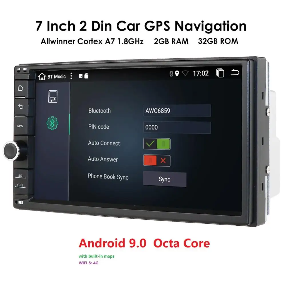 2 Din Автомобильное универсальное Радио Android gps навигация Bluetooth Сенсорный экран Wifi Аудио стерео USB автомобильный мультимедийный микрофон dab+ камера