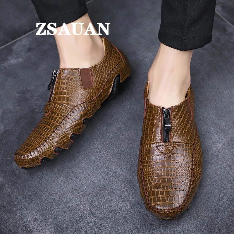 ZSAUAN ручной работы на молнии мужские лоферы из мягкой кожи Мужская повседневная
