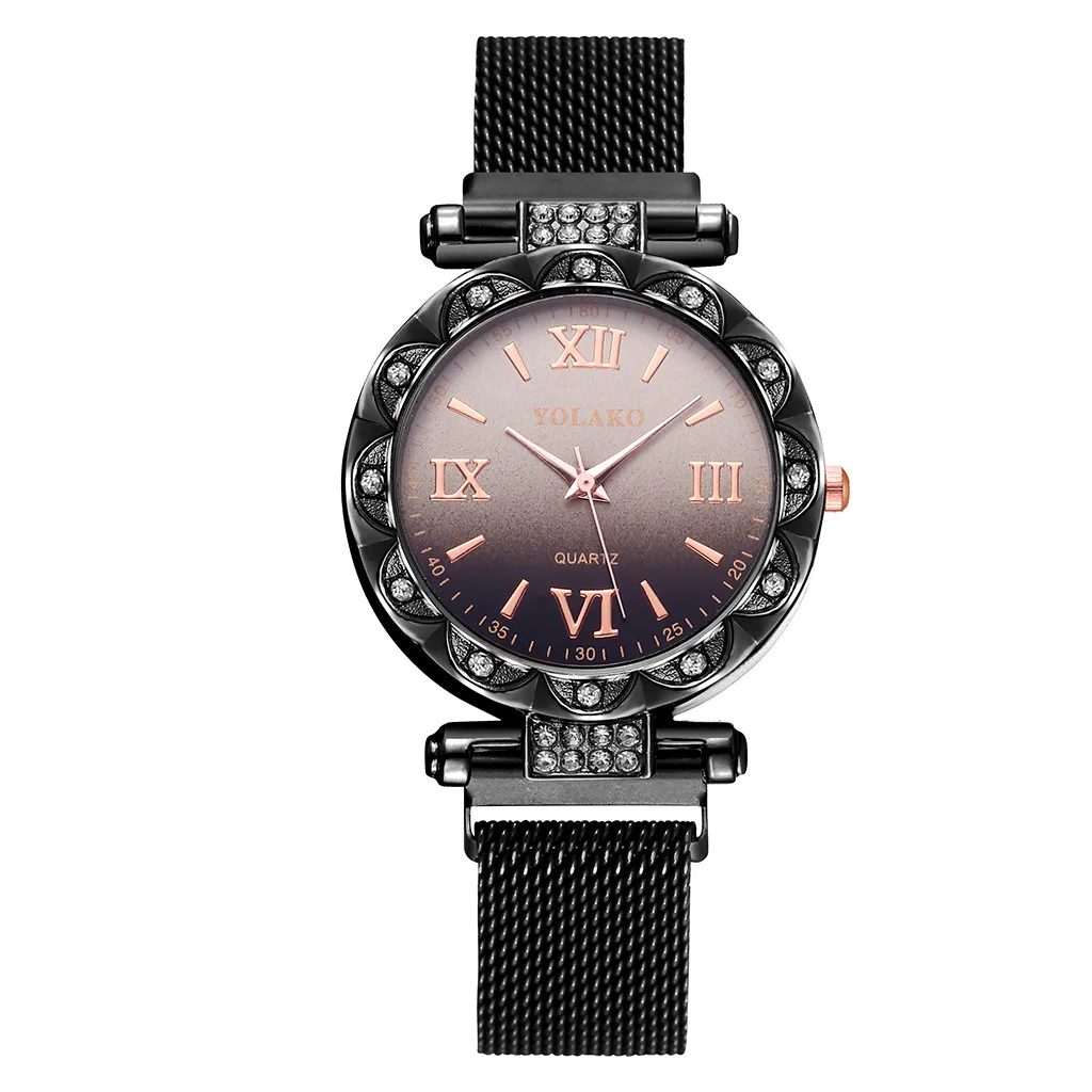

Womens Watch Rhinestone Colorful high quality Elegant design Magnet Buckle Gradient color Roma Dial Quartz watch diamond YE1