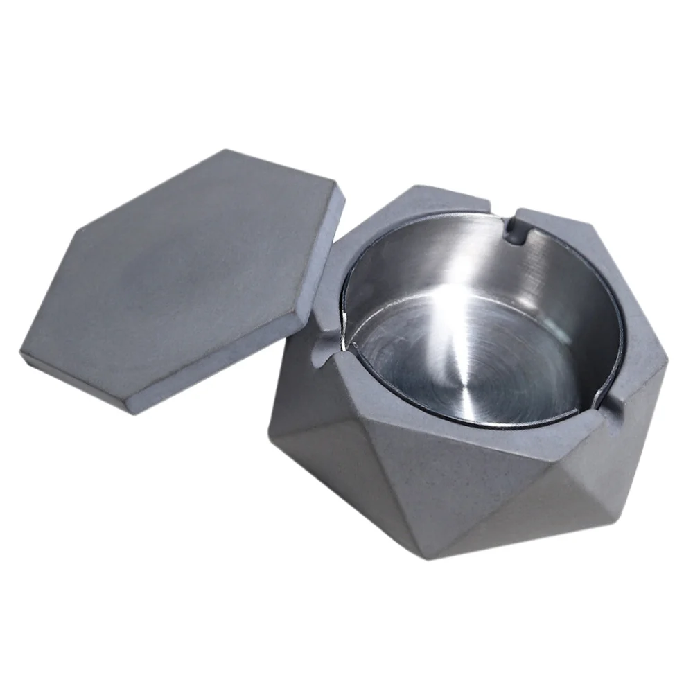 

Creative Ashtray with Lid Drop Resistance Ash Tray Holder for Car Home (Cement Grey without Lid)