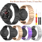 Ремешок сменный металлический для смарт-часов Xiaomi Huami Amazfit T-Rex, браслет из нержавеющей стали для Huami T-rex Pro