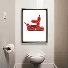 Постер для украшения туалета, Картина на холсте с воздушным шаром и собакой, красная, желтая, розовая картина на стену, Художественная печать, картина для украшения ванной комнаты, домашний декор