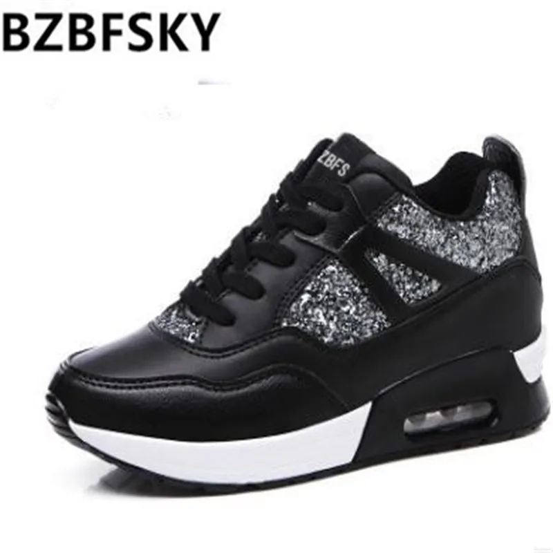 Женские кроссовки на высоком каблуке BZBFSSummer белые платформе женская обувь для