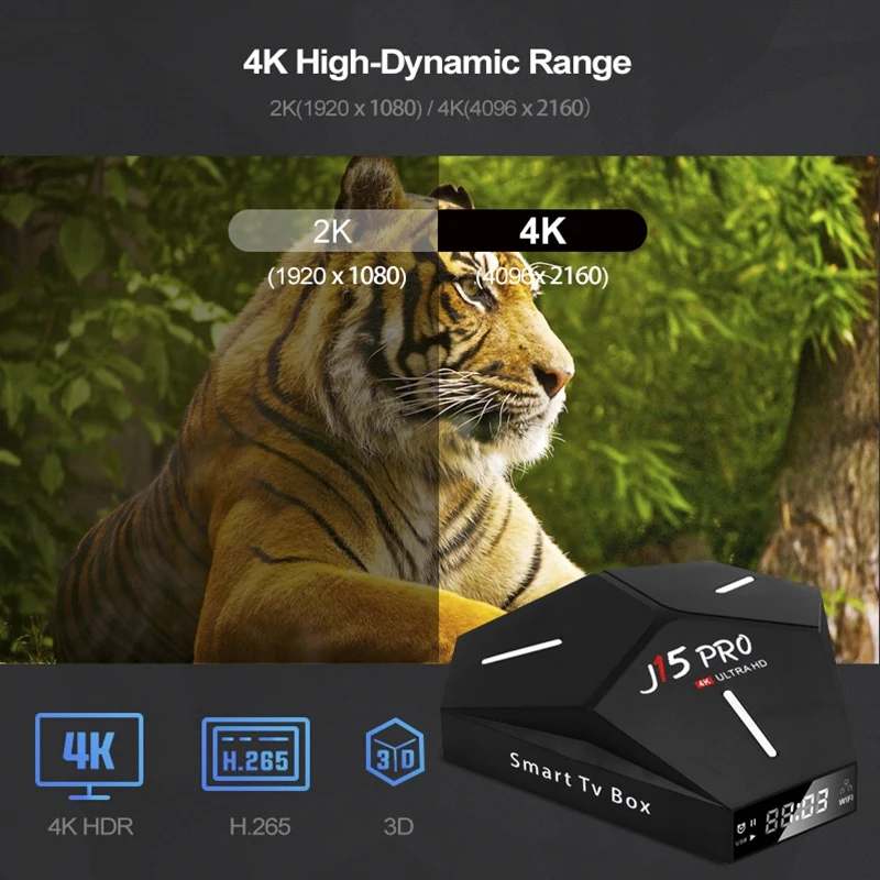 J15 PRO 2.4G + 5GWiFi 4K HD TV Box RK3328 Android 9.0 4G / 64G Smart Network Set Top with Voice Remote Control | Электроника