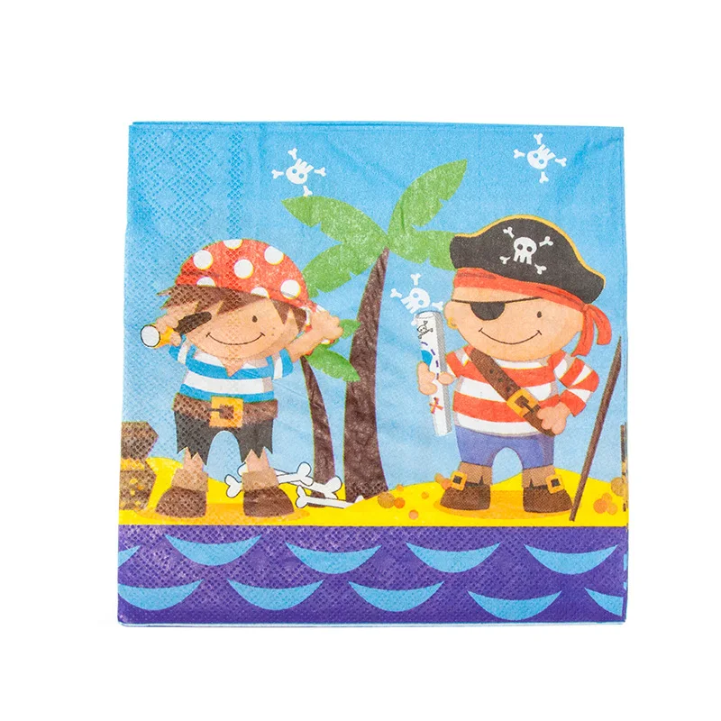 pirate 20 шт./лот, стиль, милые вечерние салфетки с изображением русалки, принцессы, вечерние салфетки с короной русалки, полотенца для дня рождения, вечерние принадлежности - Цвет: pirate
